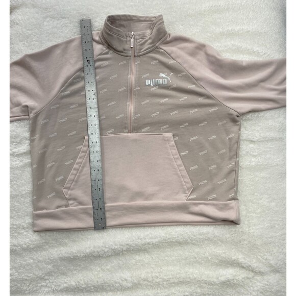 Puma 1/4 Zip Pullover Puma Branded Bodice Solid Sleeves Size Large - Picture 12 of 13